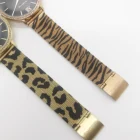 Quartz Watch Digital Ladies Full Diamond On Bezel Leopard Grain Mesh Quartz Watch Luxury Digital Mesh Watch