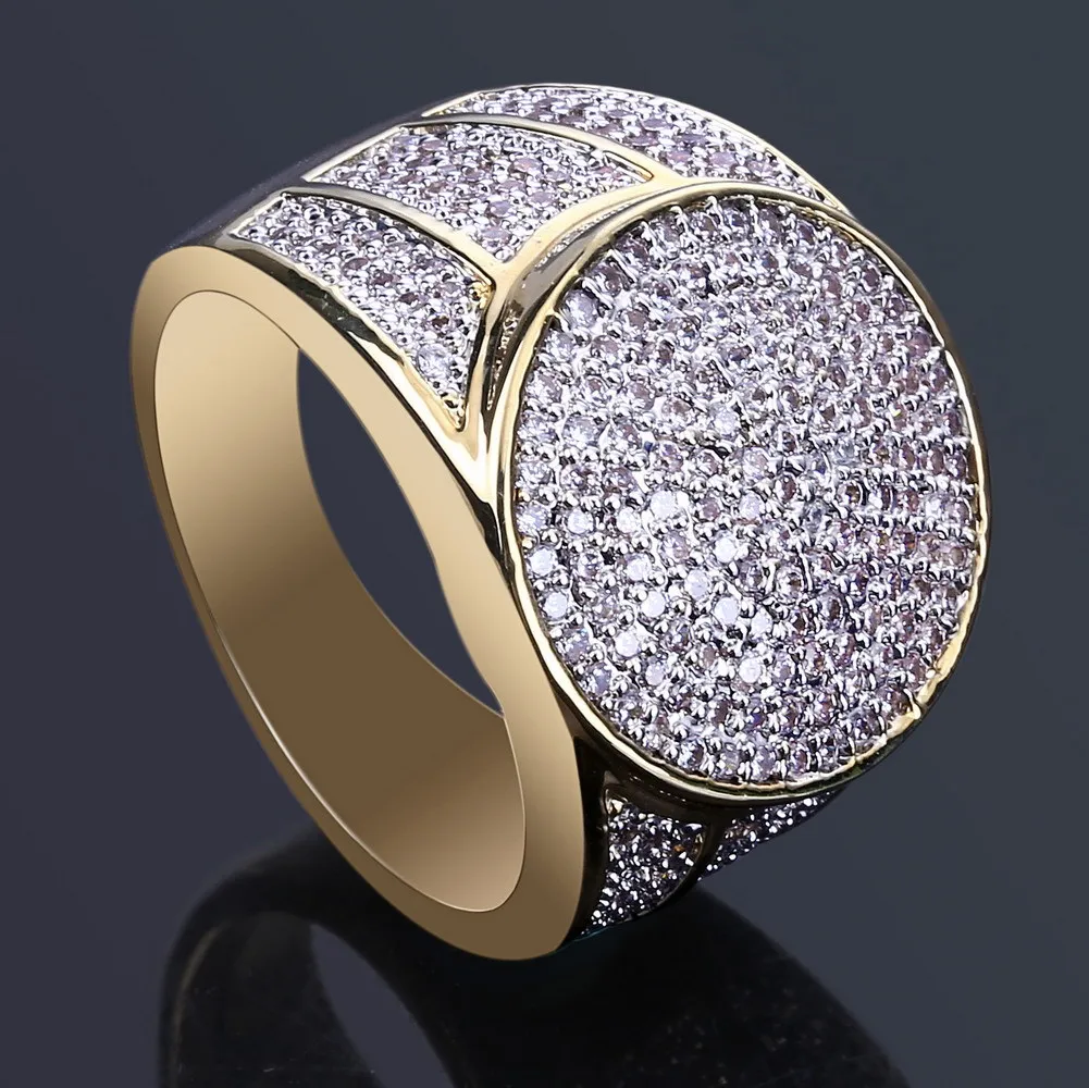 wholesale Mexican jewelry ring Rock Style Full Bling Iced Out Cubic Zircon Ring engagement ring diamond gold jewelry