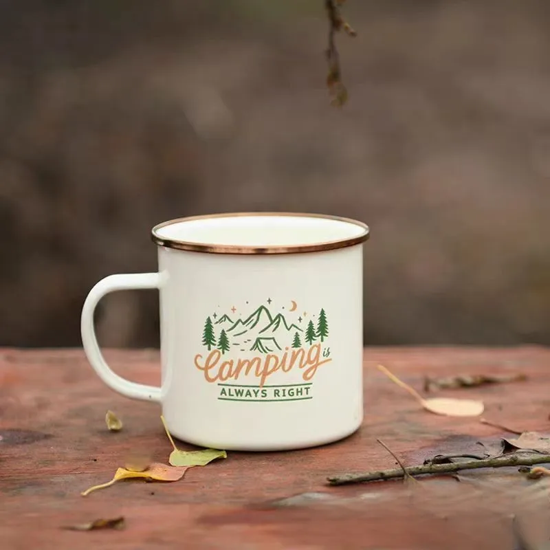 Sublimation Enamel Metaltype Camp Mug Steel Printed Custom Logo Printing Camping Minimalist Mugs Camping Cup Coffee Mugs