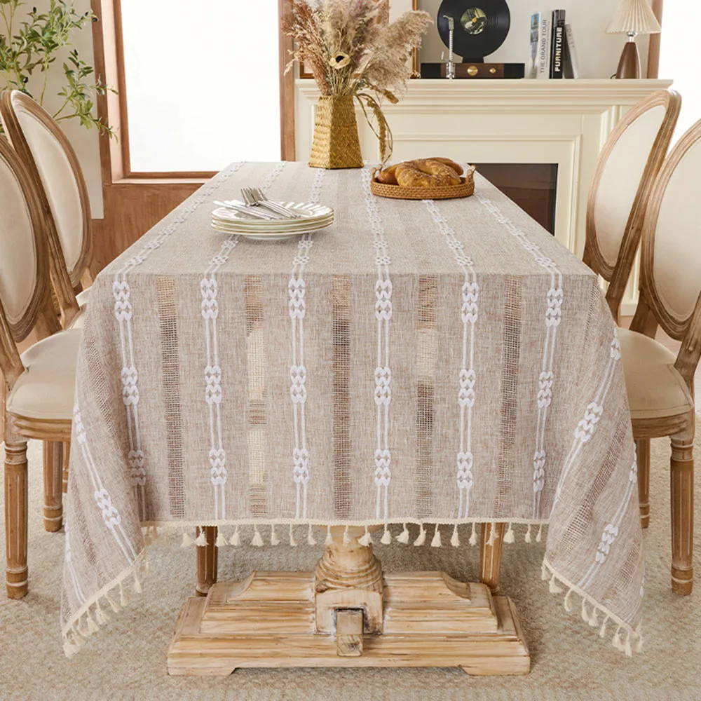Pure Plain Color Light Luxury Anti-skidding Living Room Canteen Rectangle Household Polyester Fiber Tablecloth
