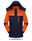 Hooded Outdoor Winter Polyester Padded Quilted Safe Jacket Reflective Tape Working Parka Hooded Coat