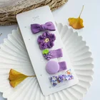 5 Pcs Set Wholesale Boutique Baby Fabric Hair Clip Sweet Bow Flower Headwear Hair Accessories