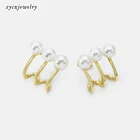 White Stud Fashion Jewelry Simple High Quality 18k Gold Plated White Pearl Brass Stud Earrings