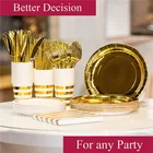 Home Party Amazon Home Festival Tableware Decorations Set 25 Guests Gold Striped All Festival Party Kits Supplies Pack
