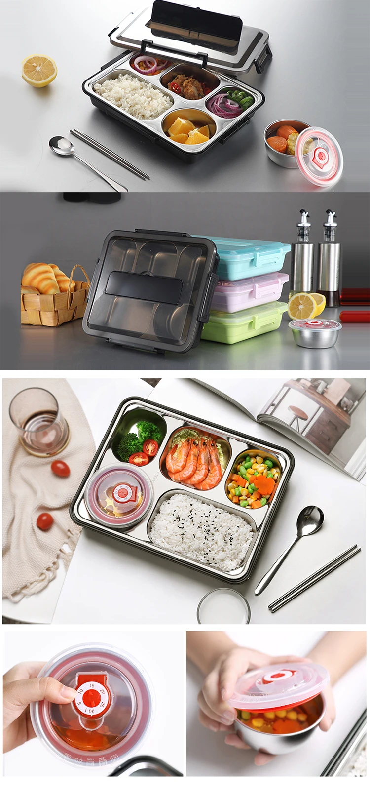 304 stainless steel 3 compartment 1000ml