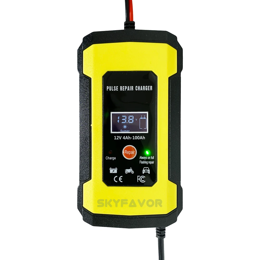 Factory price 12V battery charger 12V 6A automatic pulse repair lead acid gel agm vrla Universal motorcycle car battery charger