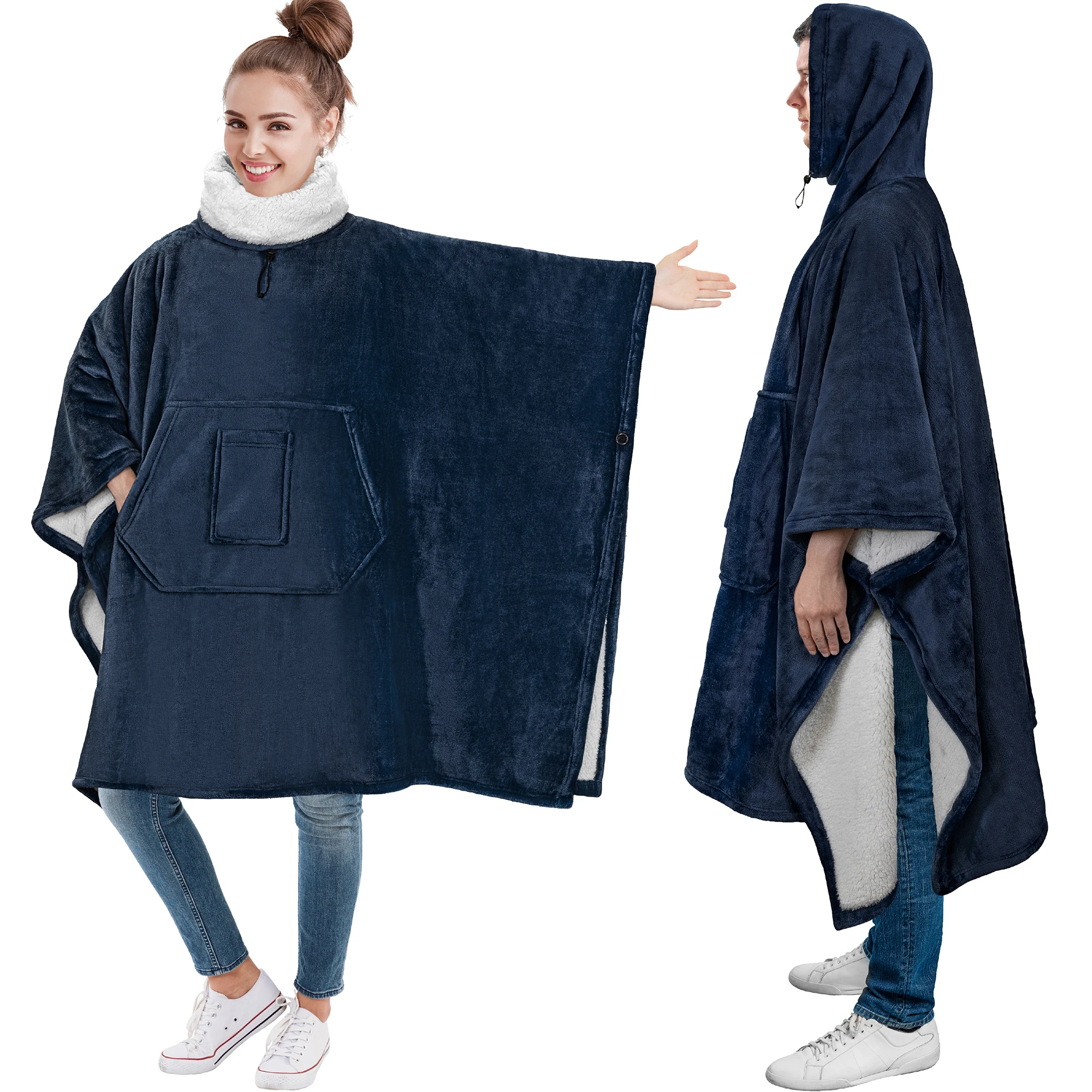 Wearable Blanket Poncho Super Soft Comfort TV Throw Blanket Robe for Women and Men