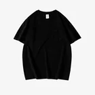 Men's T-shirt Heavyweight Pocket Cotton Men'sT-shirt Round Neck Pure Cotton Blank Men's And Women's T-shirt