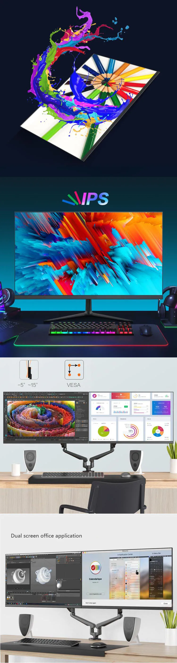 27 Inch 165hz Lcd Monitors 2K Gaming Computer Hardware Software Desktop Monitor