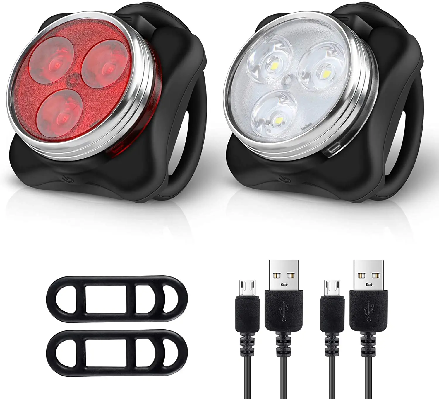 USB Rechargeable Bright Bike Lights Set Headlight & Taillight Set Combinations 