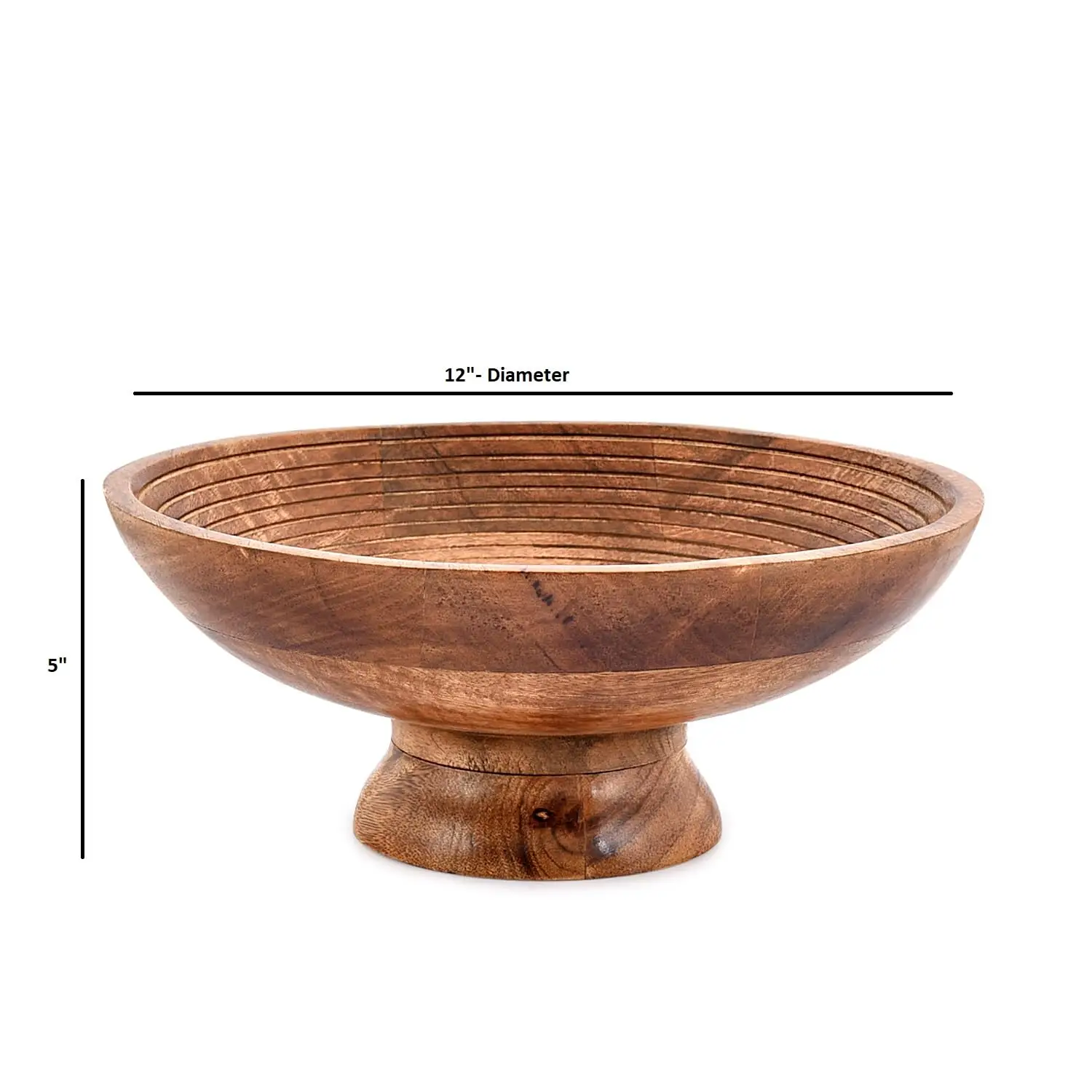product custom acacia wooden bowl handcrafted pedestal fruit bowl decorative serving bowl for kitchen counter salad bowl-6
