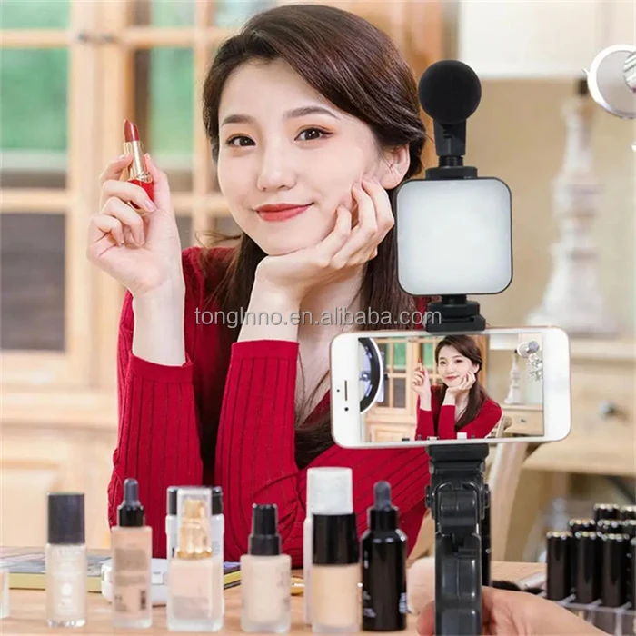 Top Sales AY-49 Video Making Vlog Tripod Kit With Led Fill Light Microphone Vlogging Kits for Live Brocast Table Tripod