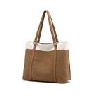 Bag Leather Custom Laptop Tote Bag Canvas Leather Handbag Purse Shoulder Bag Women