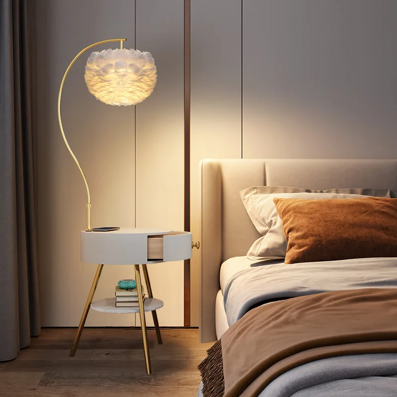 Fashion Nordic luxury living room bedroom floor lamp bedside table floor lamp combination