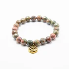 Unakite Bracelet For Women Hot Sale 8mm Natural Unakite Faceted Round Beads Bracelet For Women