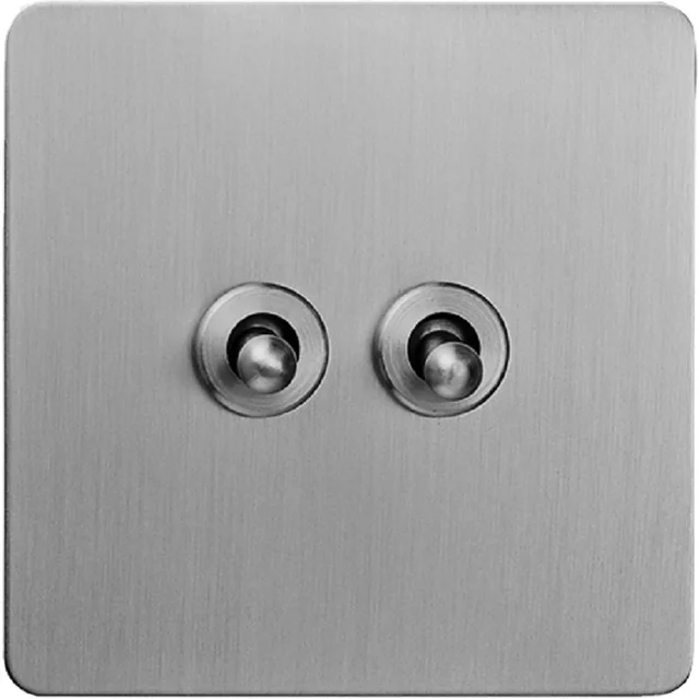 Light Switches And Sockets Original Factory Low Price Metal Panel UK EU Standard 250V 16A 2 Gang 2 Way Toggle Switches