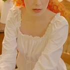 Cotton Pajama Spring Retro Sweet Lovely Ruffle Nightdress Long Sleeve Loose Solid Color Cotton Women Pajama