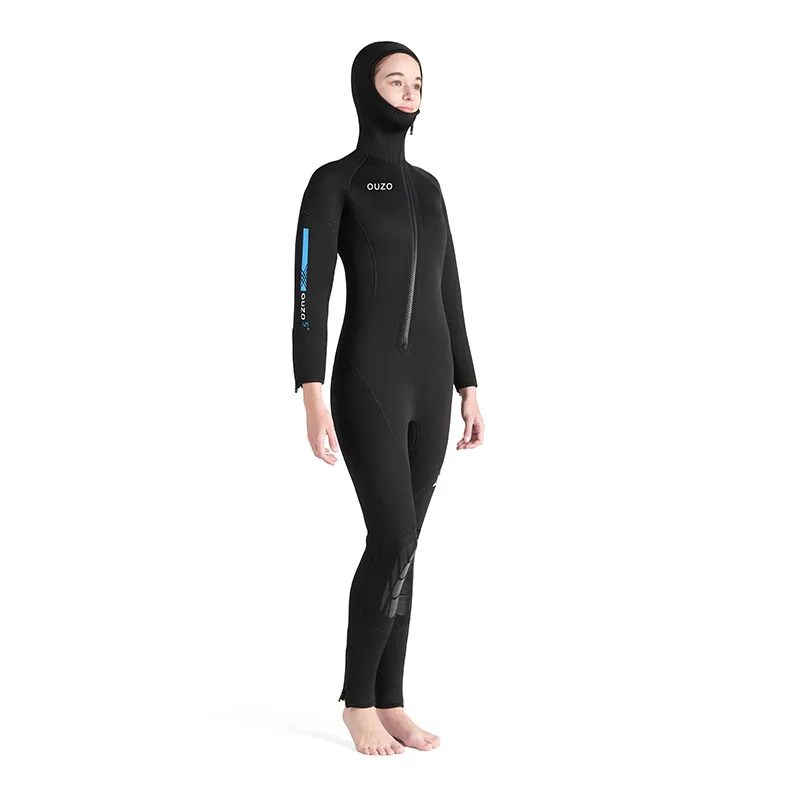 New 5mm Neoprene Kayaking Hooded Swim Snorkeling Suit Women One Piece Surfing Diving Wetsuit