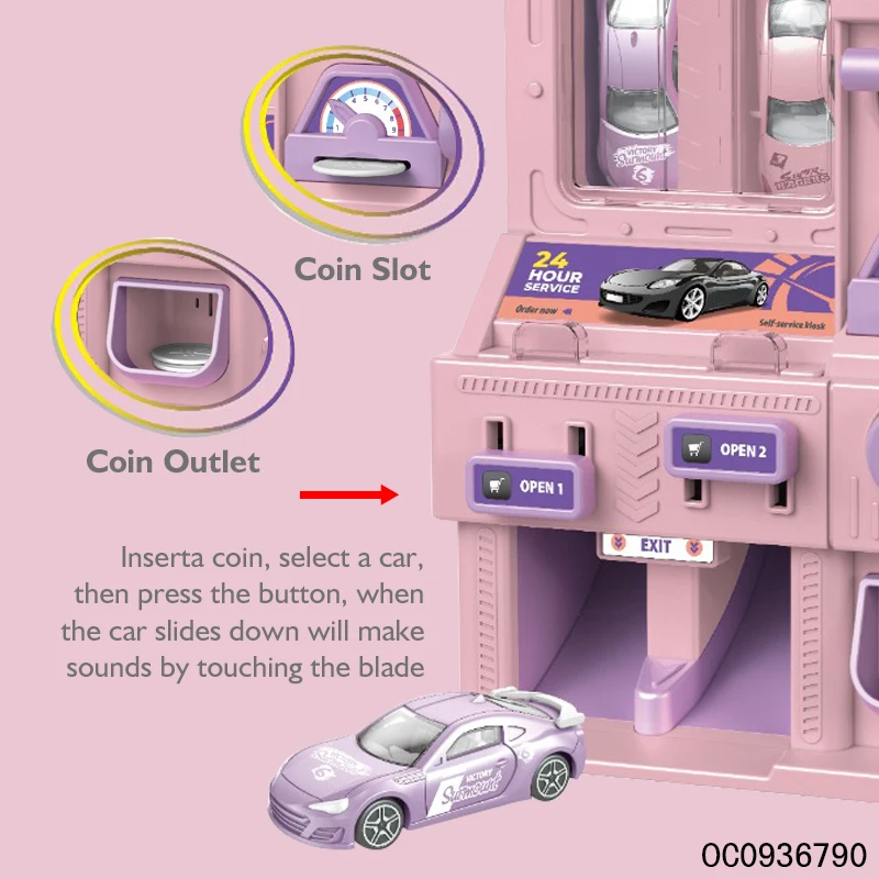 Girl coin operated toys 2024 mini car vending machine toys with mini cars