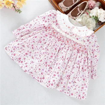 C067 flower baby smocked dresses for girls dress smocking handmade embroidery boutiques children clothes wholesale