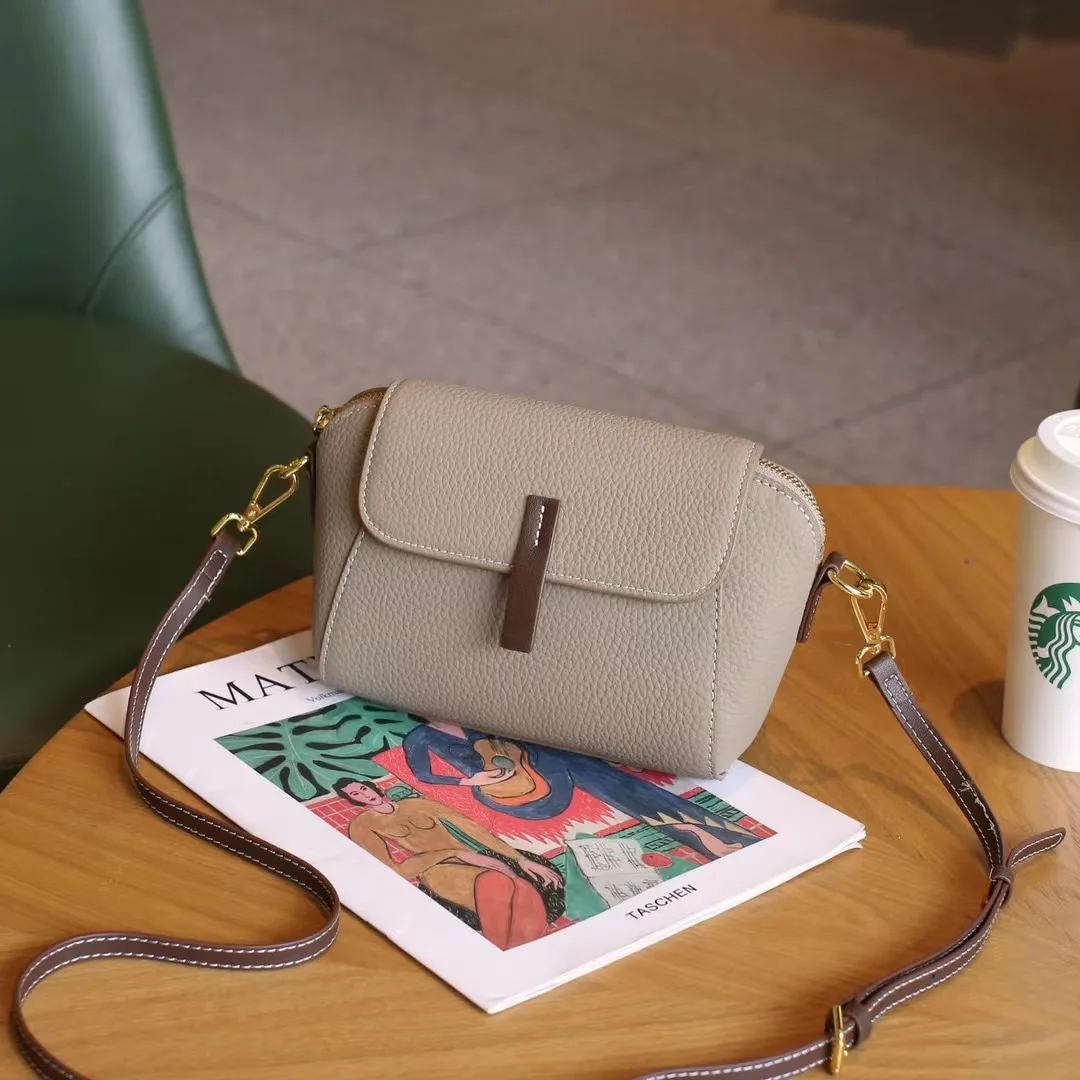 Women Shoulder Bags Genuine Cow Leather Female Sling Crossbody Bag Korea Fashion Small Zipper Purse
