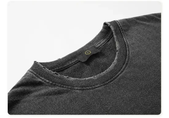 New Design  Washed Short Sleeve Round Neck Black Oversized T-shirts for men