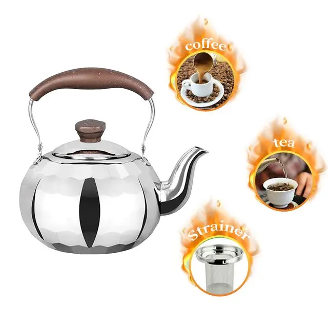 LTK037 Newest design Stainless Steel Beautiful teapot with coffee kettle stainless steel tea kettle for Office