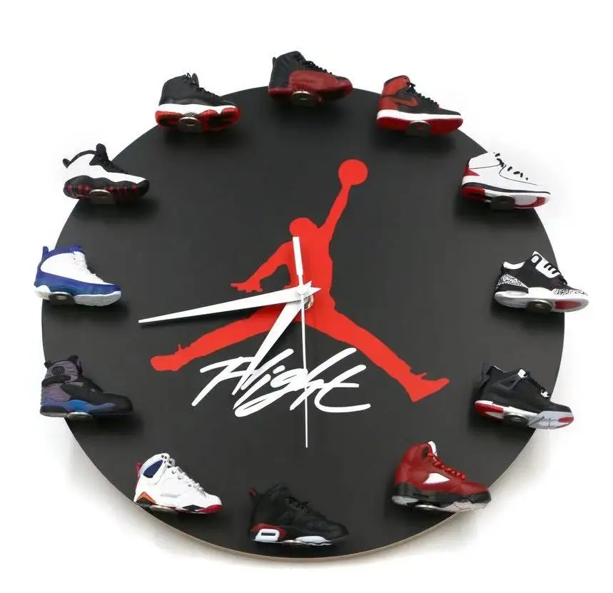 air jordan wall clock with 3d mini sneakers