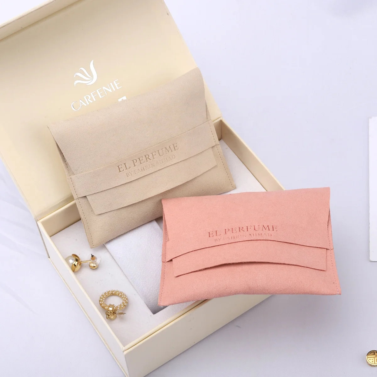 Custom Logo Printed Envelope MicrofiberJewelry Earring Packaging Bag Luxury Suede Gift Microfiber Jewelry Pouch