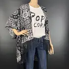 Hot Sale Spring Printing Shawls Cashew Nut Printing With Sleeve Shawls Tassels For Women Beach Wear Kimono