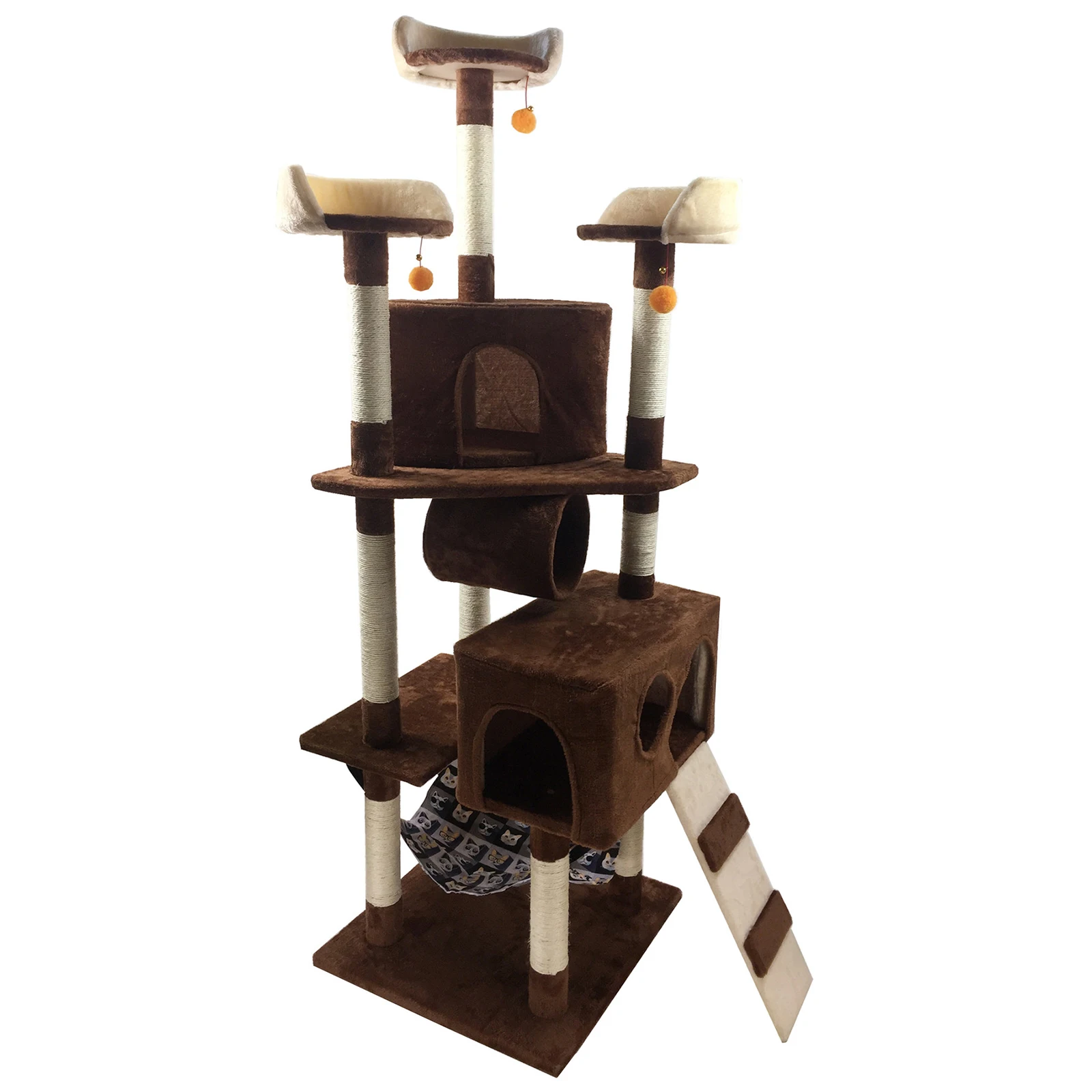 Wholesale Custom Cat Tree House with Scratching Indoor Cat Furniture Kittens Cat Tower with Soft Plush Perch Scratcher Posts