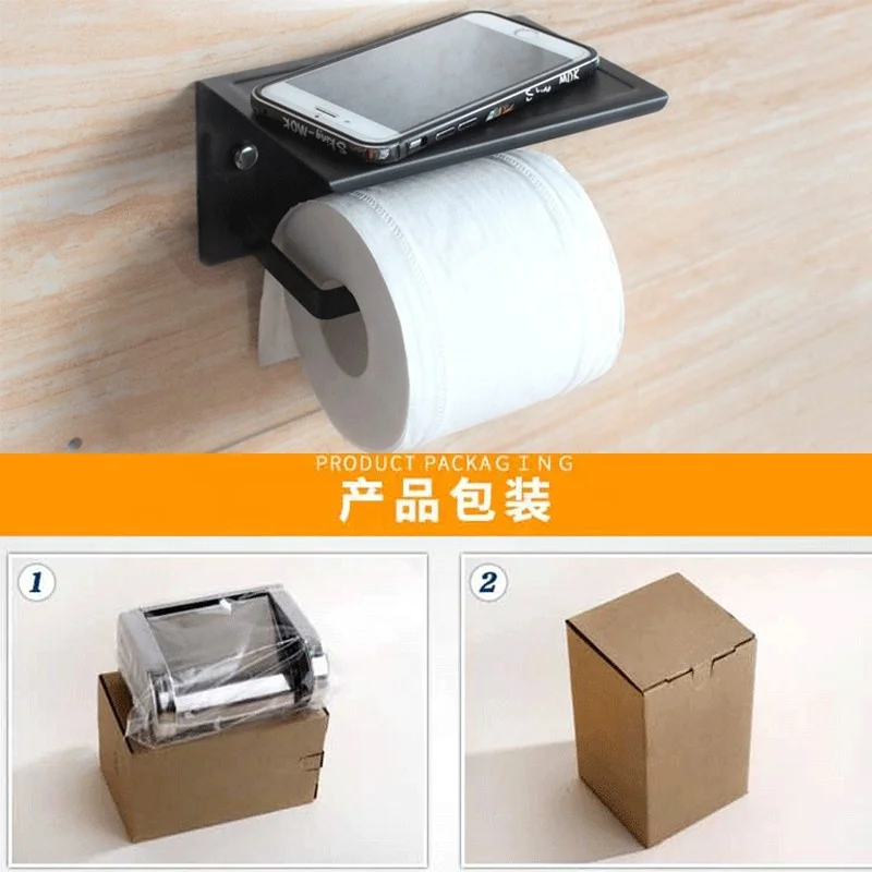 2021 Foshan Factory Direct Sale Stainless Steel Black Bathroom Toilet Paper Holder JQS-013