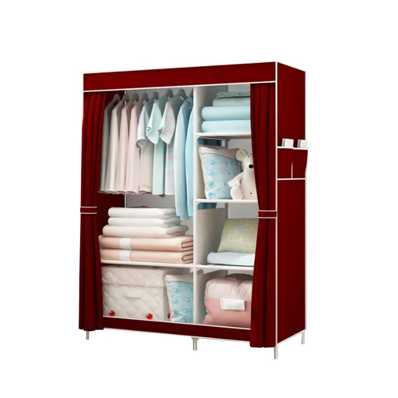 Single pole side pull wardrobe can be installed in dormitory assembly stratified wardrobe single small rental roo