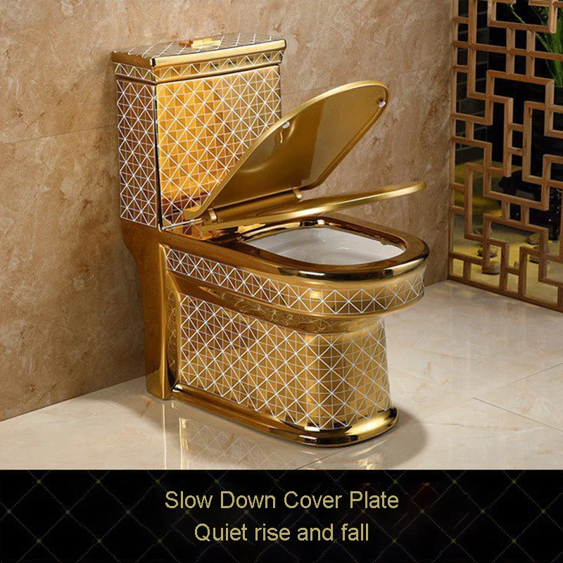 European Royal Luxury Floor Mounted Golden Ceramic Bathroom Toilet Bowl