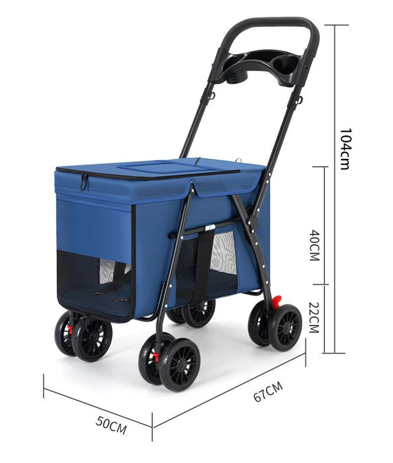 Hot Selling Outdoor Portable Foldable Pet Stroller Suitable for Small Medium Large Pet 4 Wheel Shockproof Breathable Pet Product factory