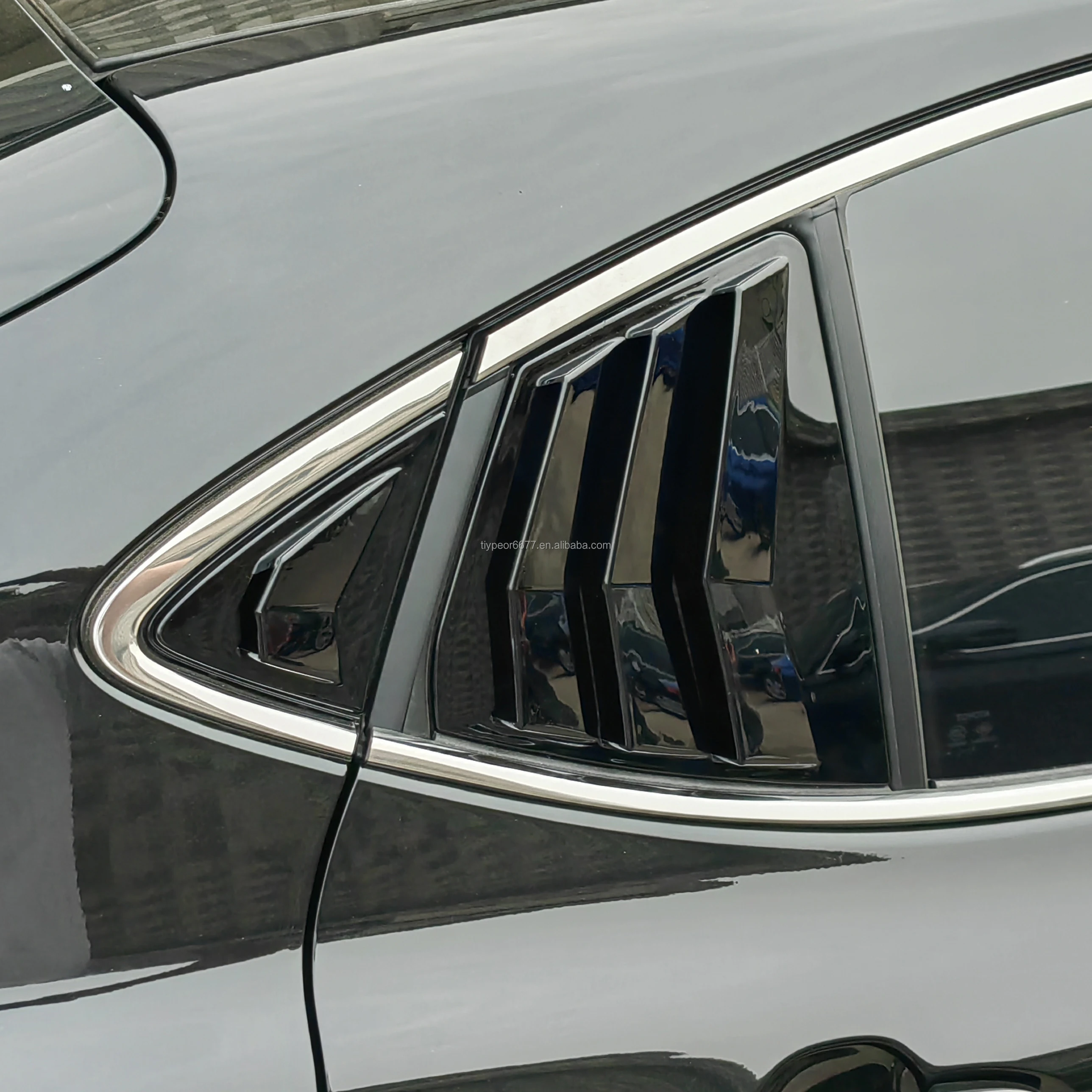 product 4pcs glossy black rear window louver cover set for toyota camry 2024 new design rearview window shutter sun shade cover trim-7
