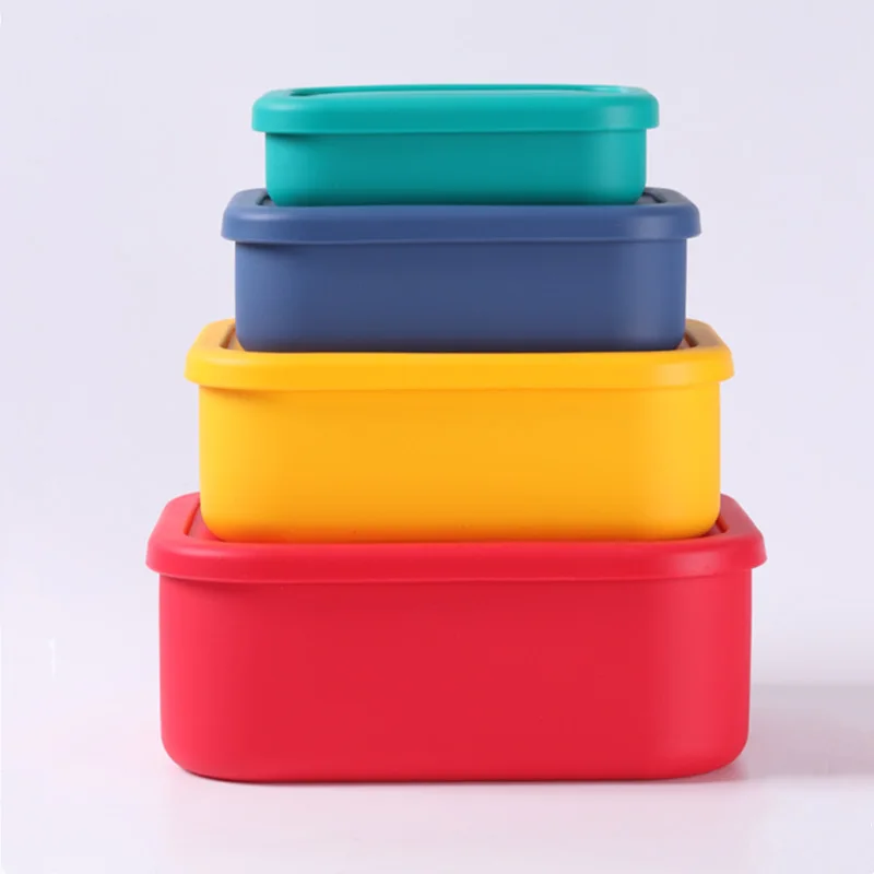Rectangular Silicone Lunch Box with Sealing Lid Fresh-Keeping Kitchenware for Microwave Oven and Refrigerator Use details