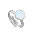 Ring Sterling Silver Silver Customized Fashionable Women Size Adjustable Moonstone Ring Sterling Silver