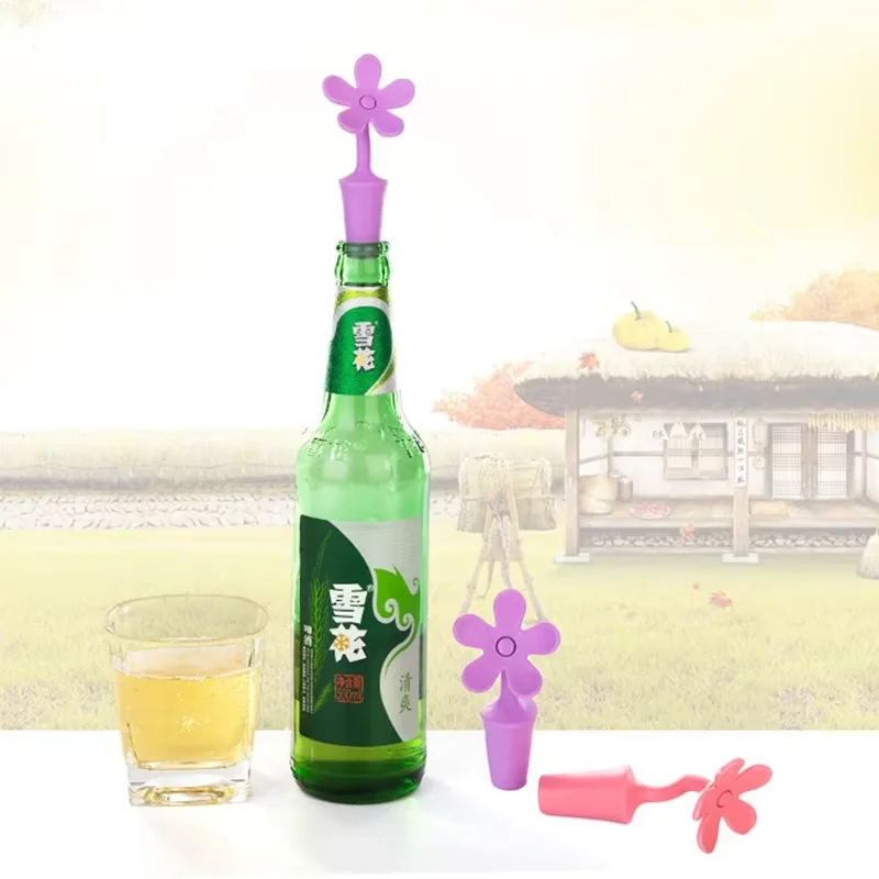 product 2025 food grade silicone wine stopper flower shaped beer bottles keep fresh stopper-4