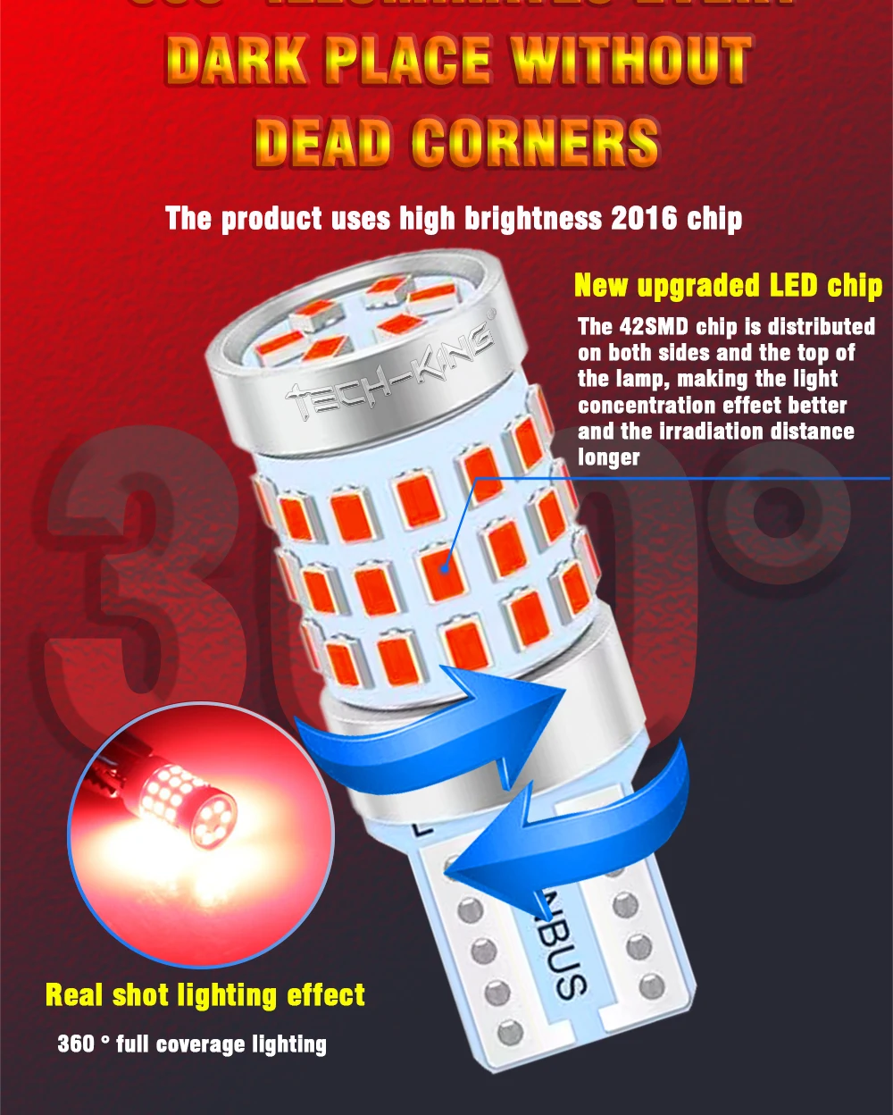 TECH-KING Car T10 2016 42SMD LED Chip With CanBus For Width Light/Interior Light/Licence Plate Light 9-80V T10 led bulb