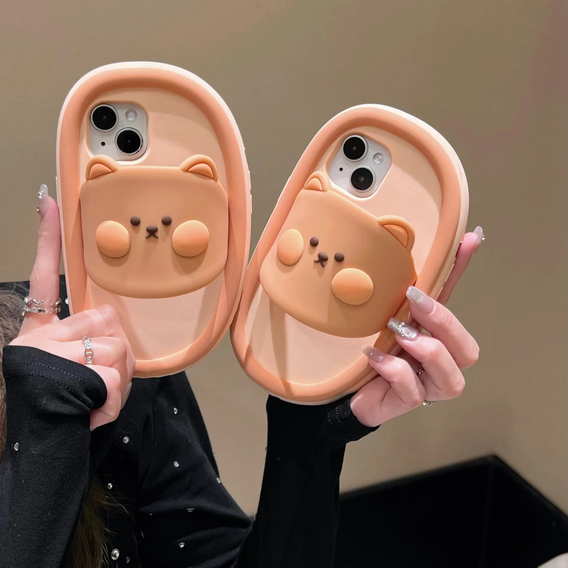 Lovely Cartoon Mobile Cover Slippers Silicone Cute Phone Case for Apple iPhone 15 14 13 12 pro max 11