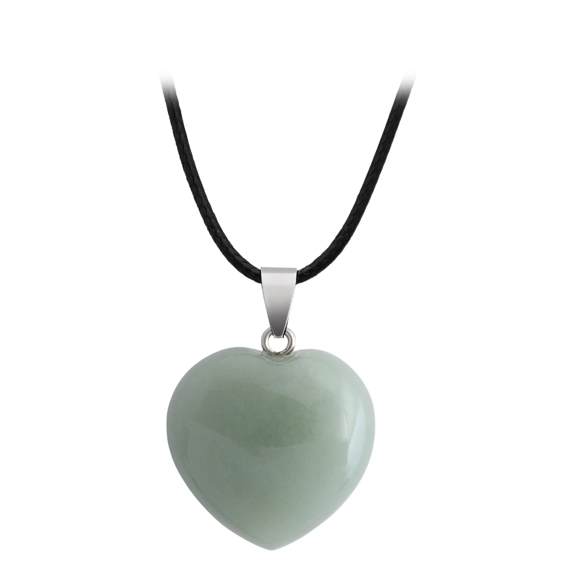 100% Natural Crystal Stone Heart Stainless Steel Pendant For Women DIY Gemstone Agate Pendant Necklace Jewelry