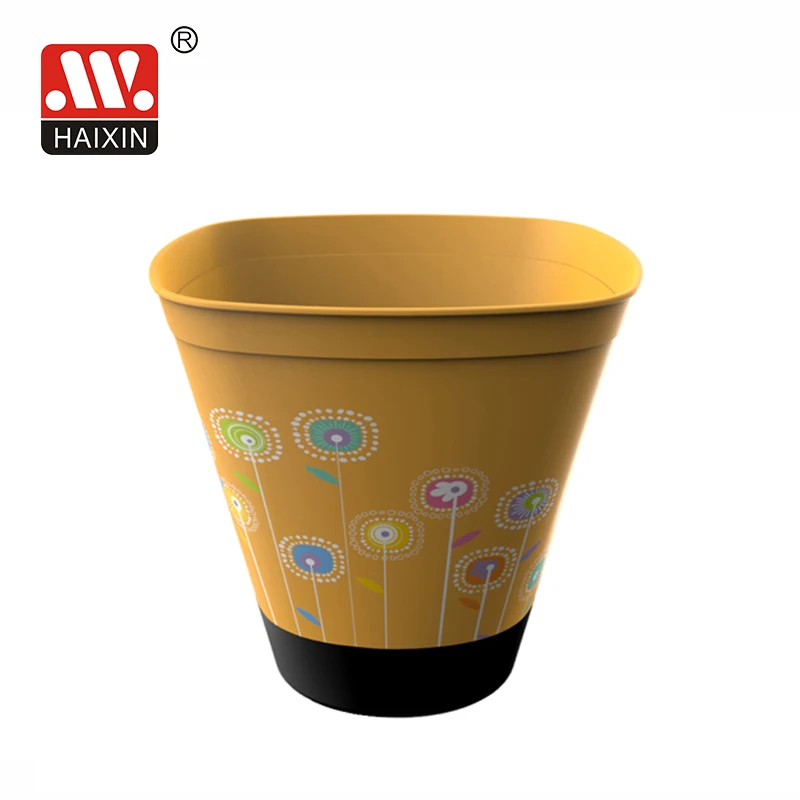 Hot Selling In-Mold Labeling Plastic Decor Flower Plant Clay Pot Large Size Square Shaped