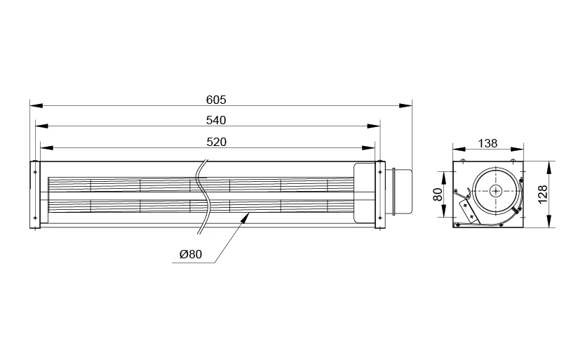 Cross Flow Fan, Tangential, 24 VDC, 720 m3 - detail 8