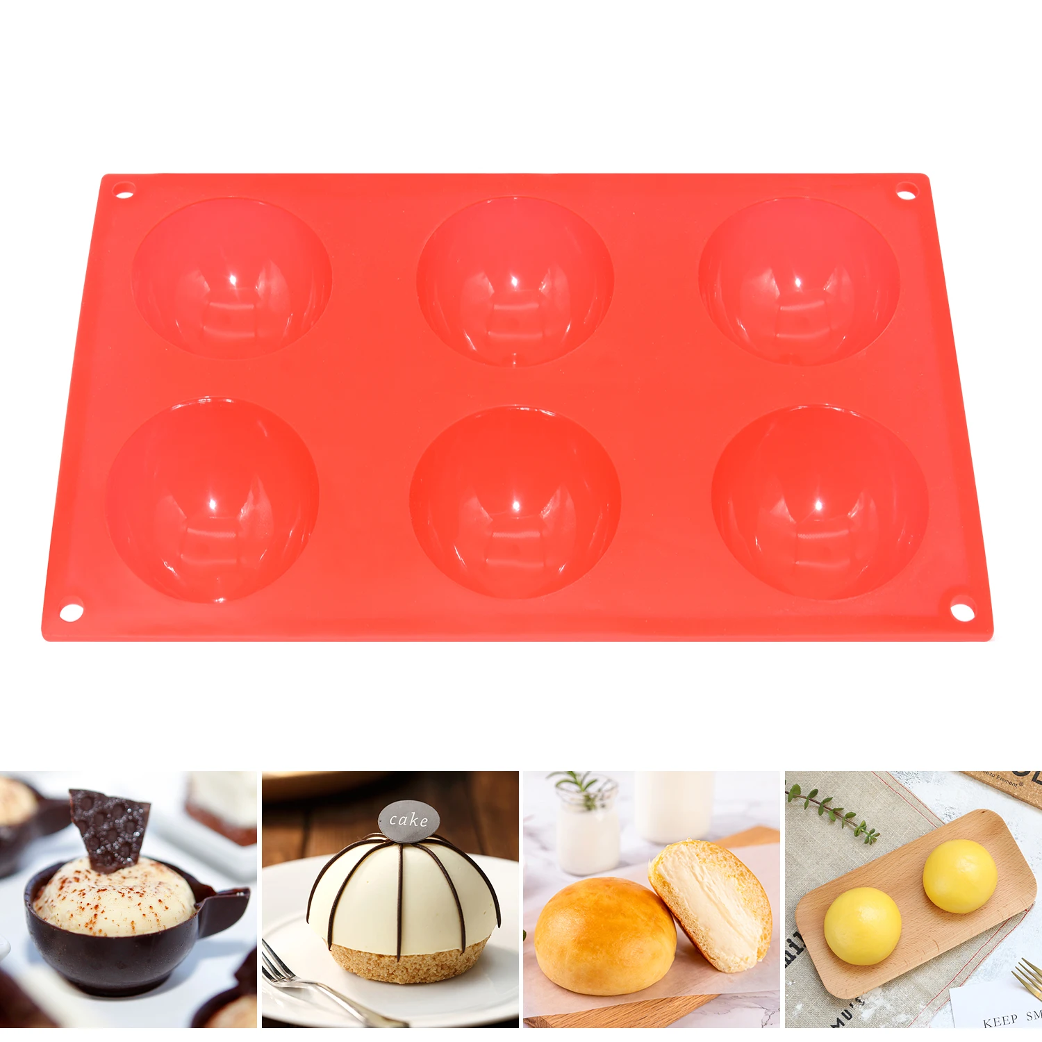 6 Cell Semi Sphere Dome Chocolate Half Round Silicone Baking Cake Mouldgbia 