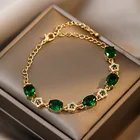 Crystal Flower Bracelet Fashion Green Crystal Flower Tennis Chain Bracelet Color