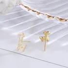 Stud Wholesale Jewelry Korean Style S925 Sterling Silver Fashion Giraffe Shape Female Stud Earrings
