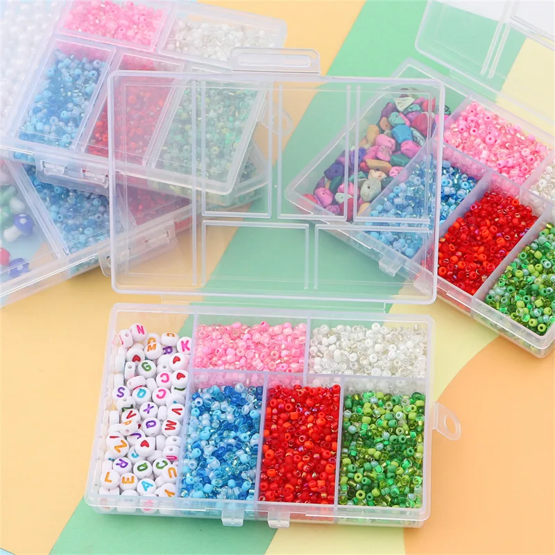 6 Grids Glass Seed Beads For Jewelry Making White Round Pearl Beads Multi-colored Miyuki Beads