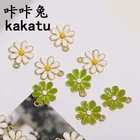 Chrysanthemum Jewelry 2021 Green White Chrysanthemum Small Fresh Alloy Earrings Bracelet Pendant DIY Jewelry Accessories