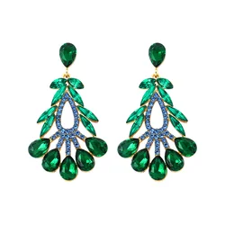 New alloy diamond set Bohemian wind earrings geometric cutout water drop shape color diamond metal earrings